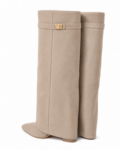 Stivali Lavista in camoscio con gambale dritto Beige - coppia su fondo bianco |oriona-color:Beige|