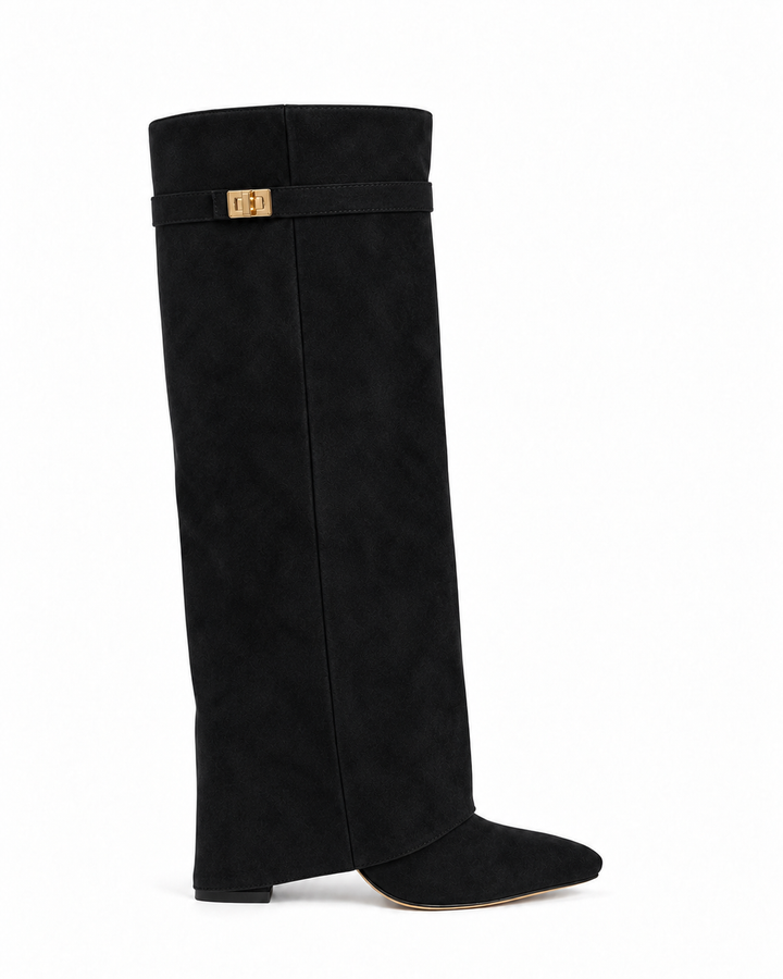 Lavista boots in suede with straight shaft — Black — single boot on a white background |oriona-color:Black|