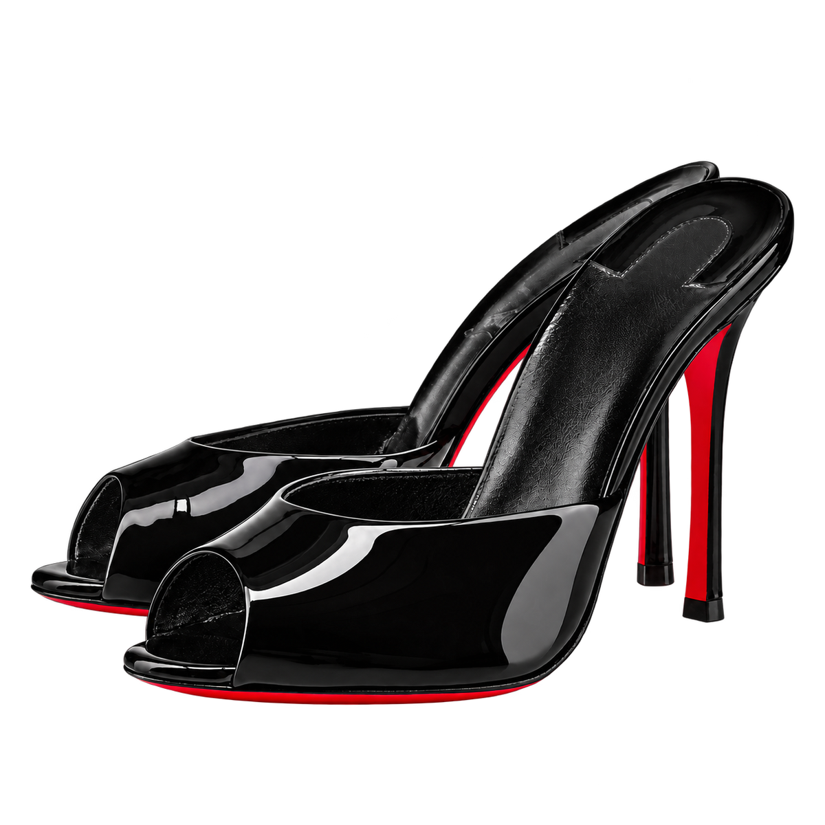 Poppy Peep-Toe Mules - Black