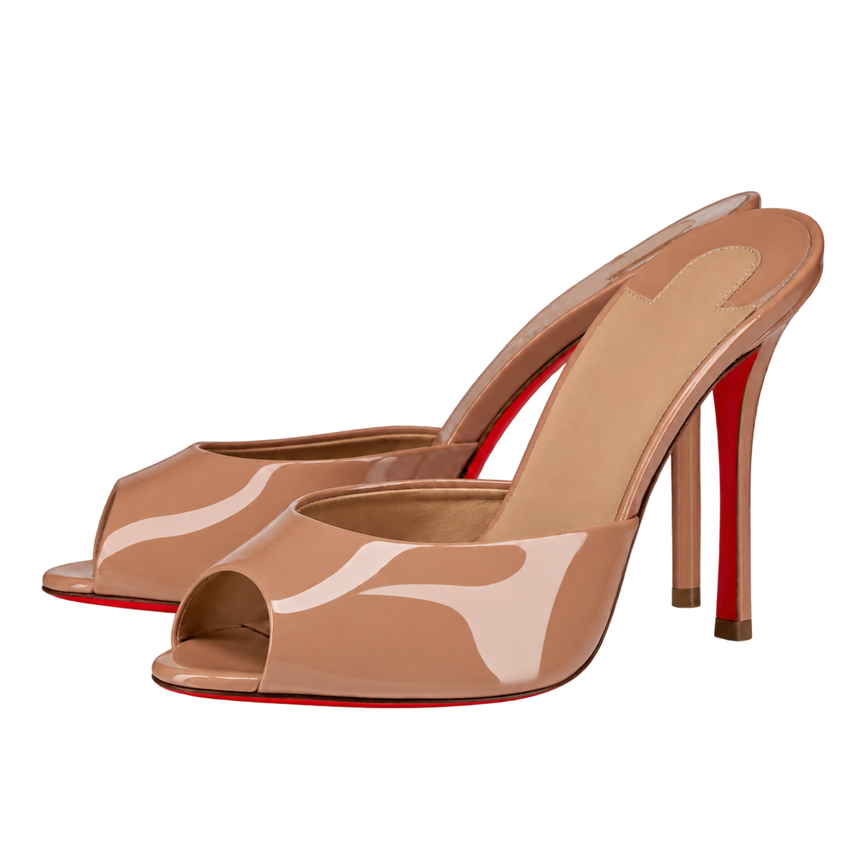 Poppy Peep-Toe Mules - Blush