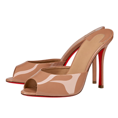 Poppy Peep-Toe Mules - Blush