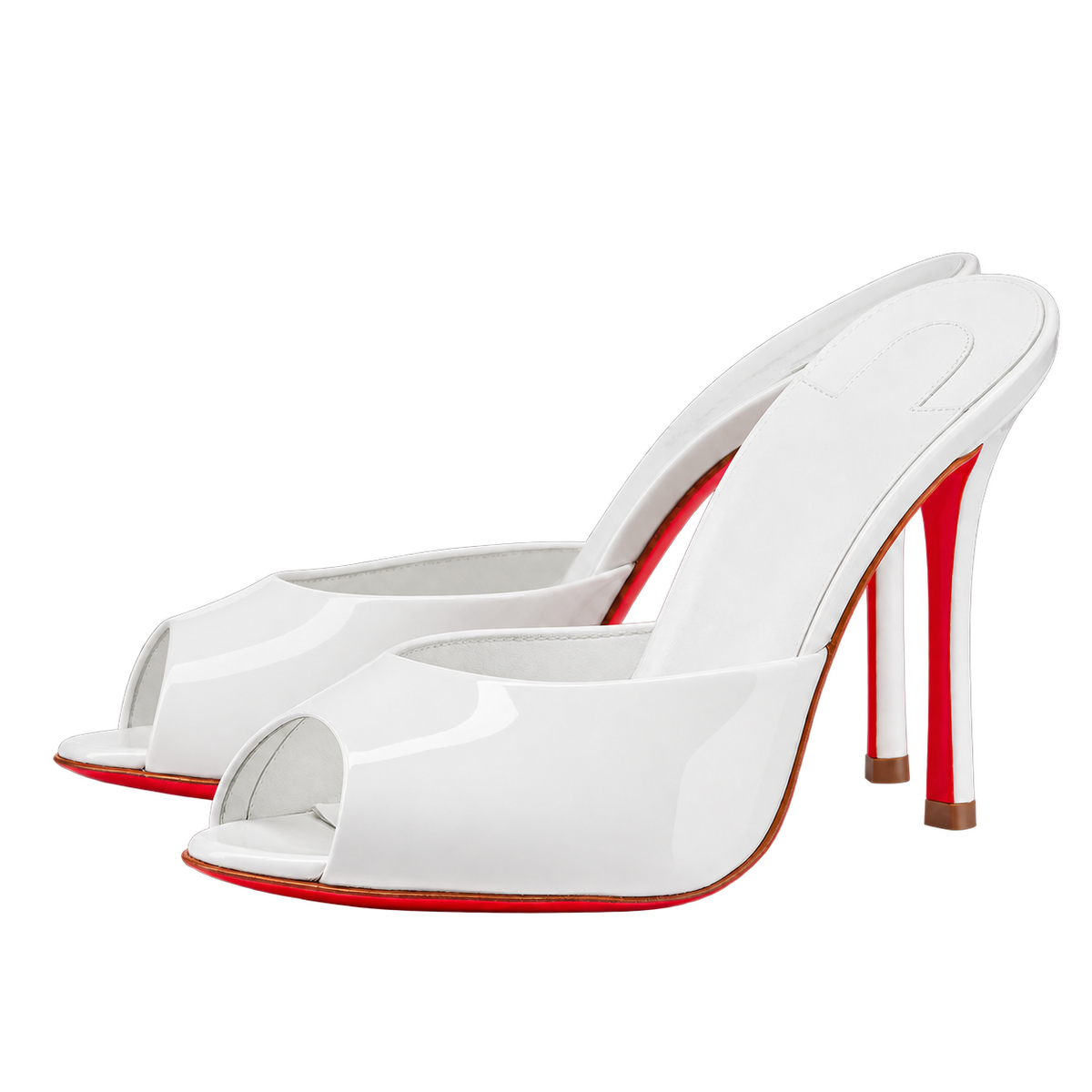 Poppy Peep-Toe Mules - White