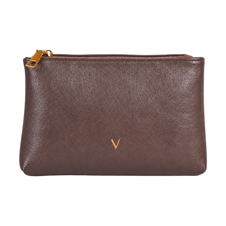Pochette organizer con zip effetto pelle