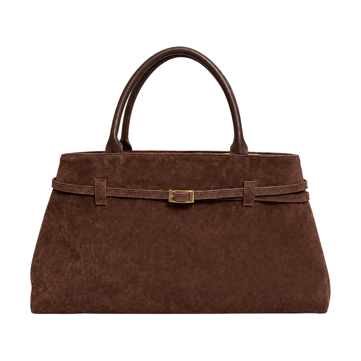 Borsa a patta in vera pelle scamosciata