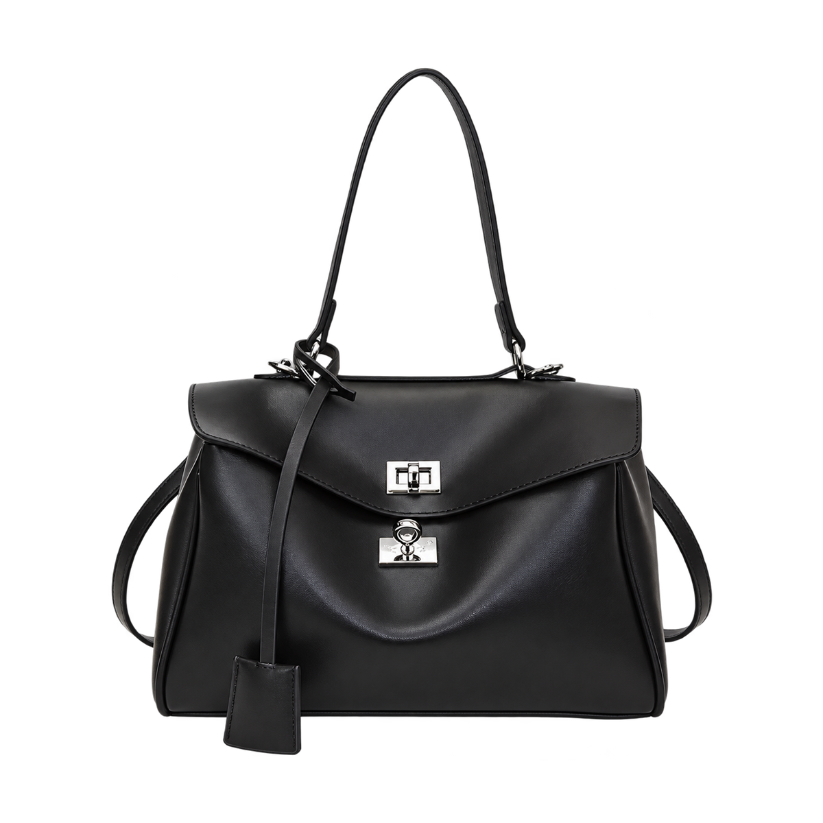 Borsa a patta compatta con finiture argentate