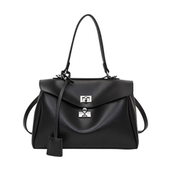 Borsa a patta compatta con finiture argentate