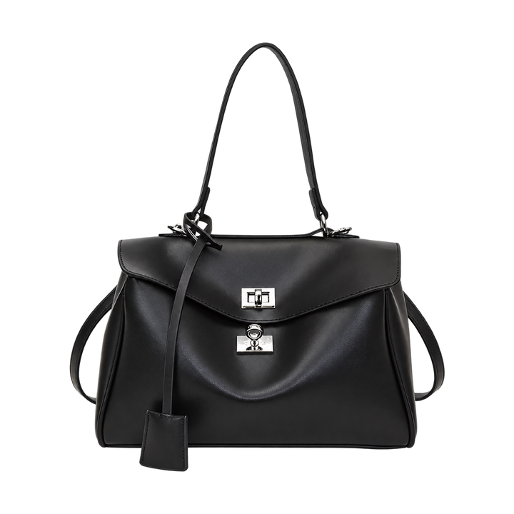 Borsa a patta compatta con finiture argentate