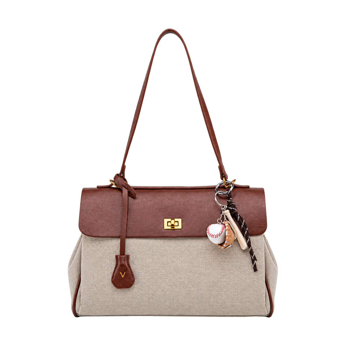 Borsa a patta in tela e similpelle