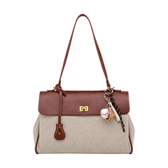 Borsa a patta in tela e similpelle