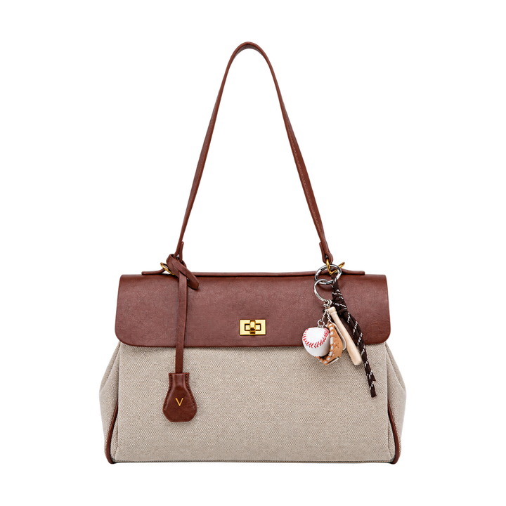 Borsa a patta in tela e similpelle