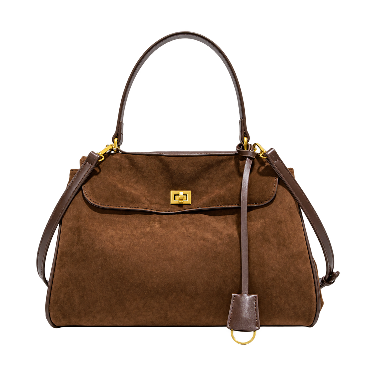 Borsa a mano con cinturino effetto scamosciato