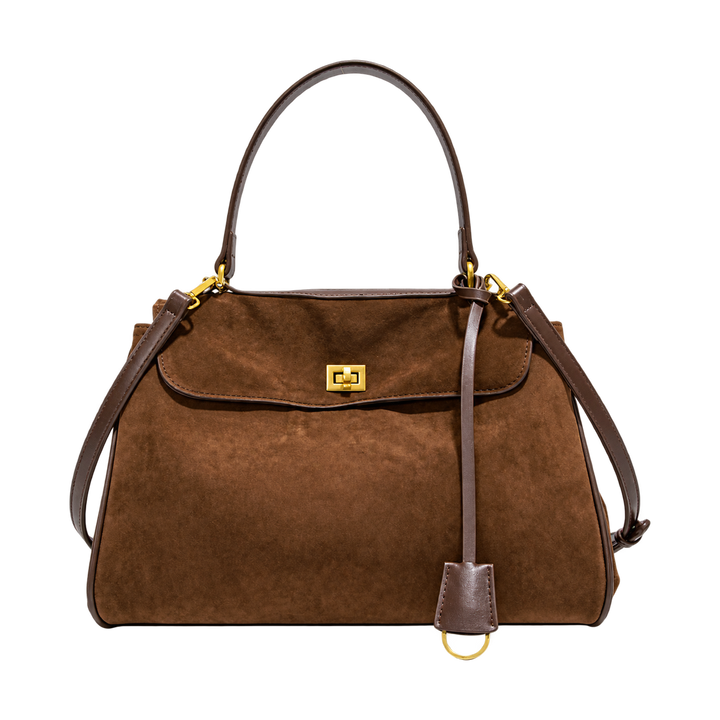 Borsa a mano con cinturino effetto scamosciato