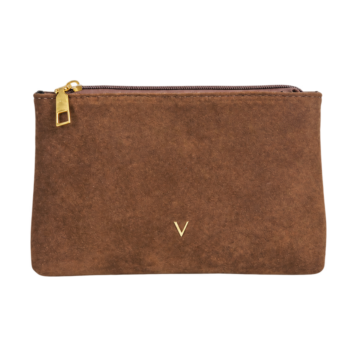 Pochette organizer con zip effetto scamosciato