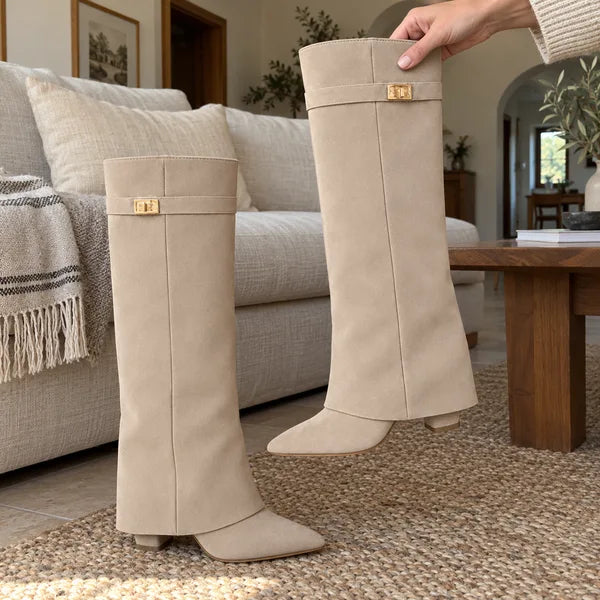 Immagine dimostrativa: stivali Lavista camoscio con gambale dritto, beige