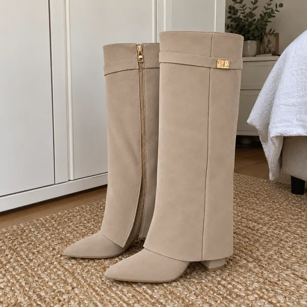 Immagine dimostrativa: stivali Lavista camoscio con gambale dritto, beige